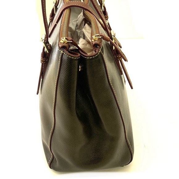 Dooney & Bourke Brown Claremont Miller Saffiano Leather Satchel Tote Handbag - Picture 8 of 16